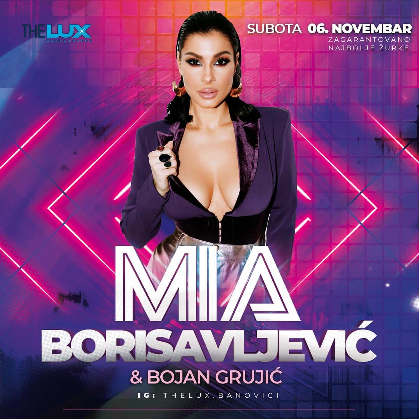 LUX club & lounge – U subotu (06.11.) luda zabava uz Miju Borisavljević