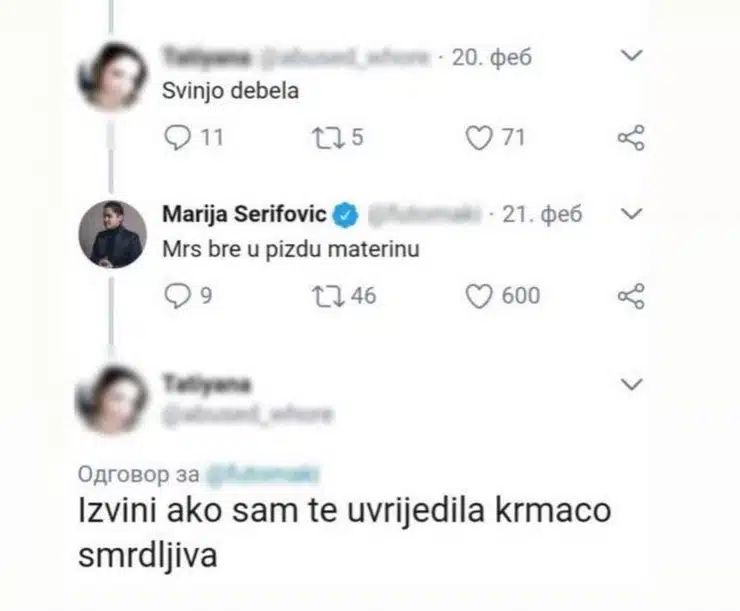 marija šerifović se "častila" sa pratiteljkom na twitteru